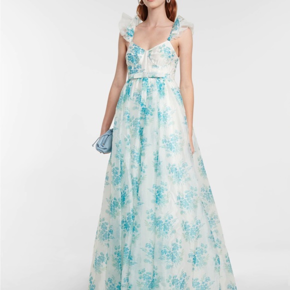 NWT Loveshackfancy Blue Macron Floral tulle maxi Gown - Picture 4 of 16